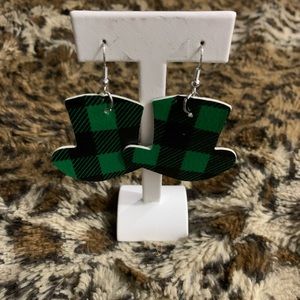Handmade Leprechaun Hat Faux Leather Earrings.🍀